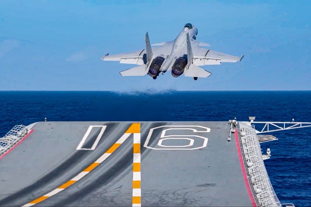 The Liaoning aircraft carrier strike group is said to have returned to its home port in Qingdao, Shandong province, on Monday, after completing more than 40 days of far-sea combat training. Photo: CCTV