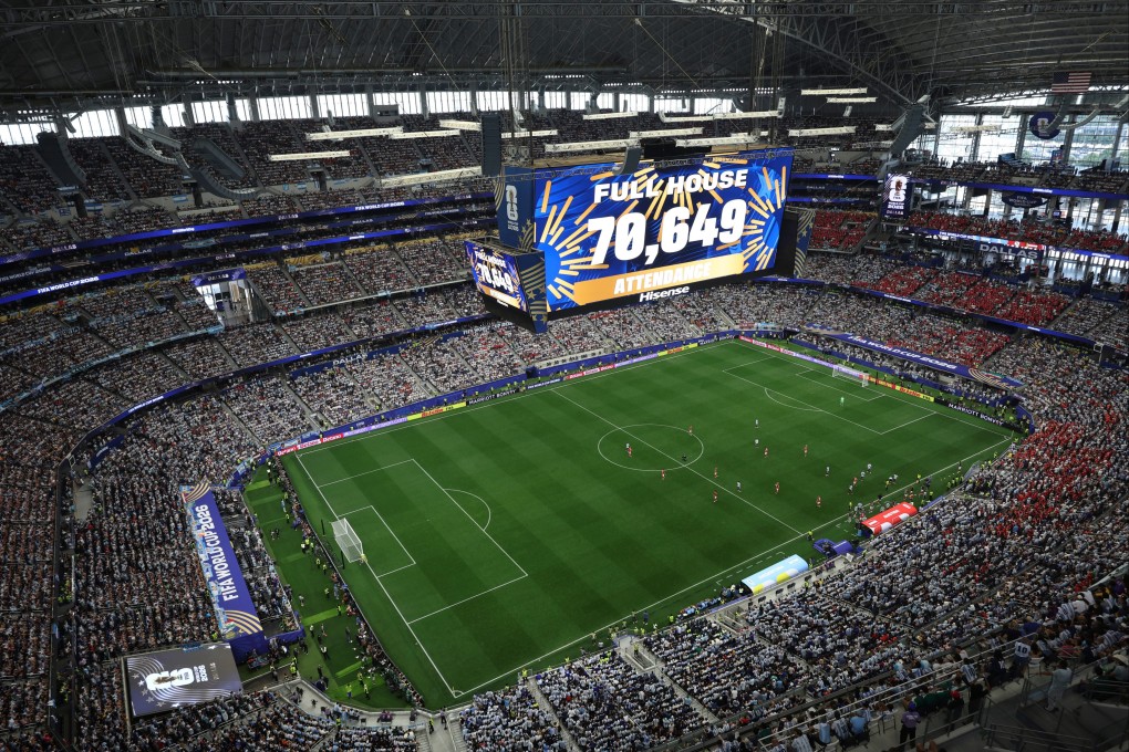 Players stand on the field during Argentina’s Group J clash with Austria in Arlington, Texas. Photo: AP