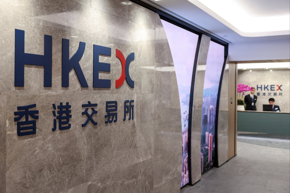 The logo of Hong Kong Exchanges and Clearing at its office in Hong Kong. Photo: Reuters