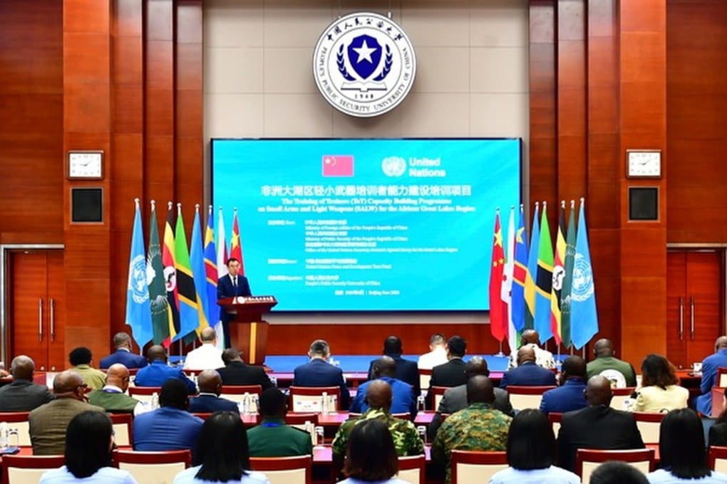 Liu Bin, China’s assistant foreign minister, speaks at the opening ceremony of the China-UN-Africa training programme at the People's Public Security University in Beijing on June 16. Photo: Handout