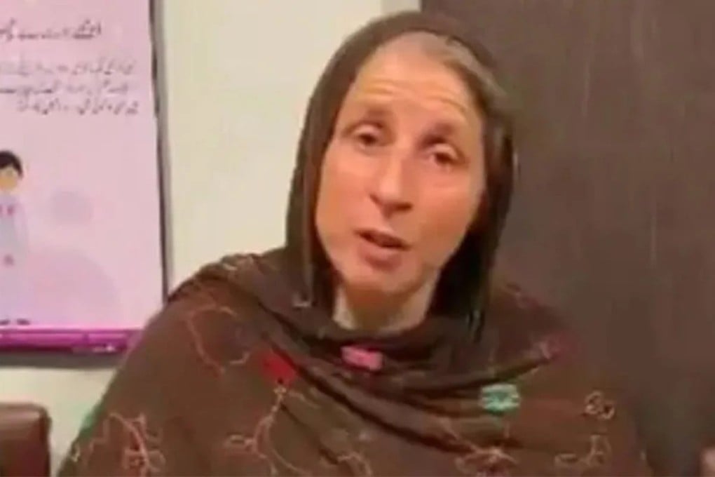 Sylvie Yasmina thanks officers for rescuing her, in a video recorded by police and shared with the media. Photo: Khyber Pakhtunkhwa Police