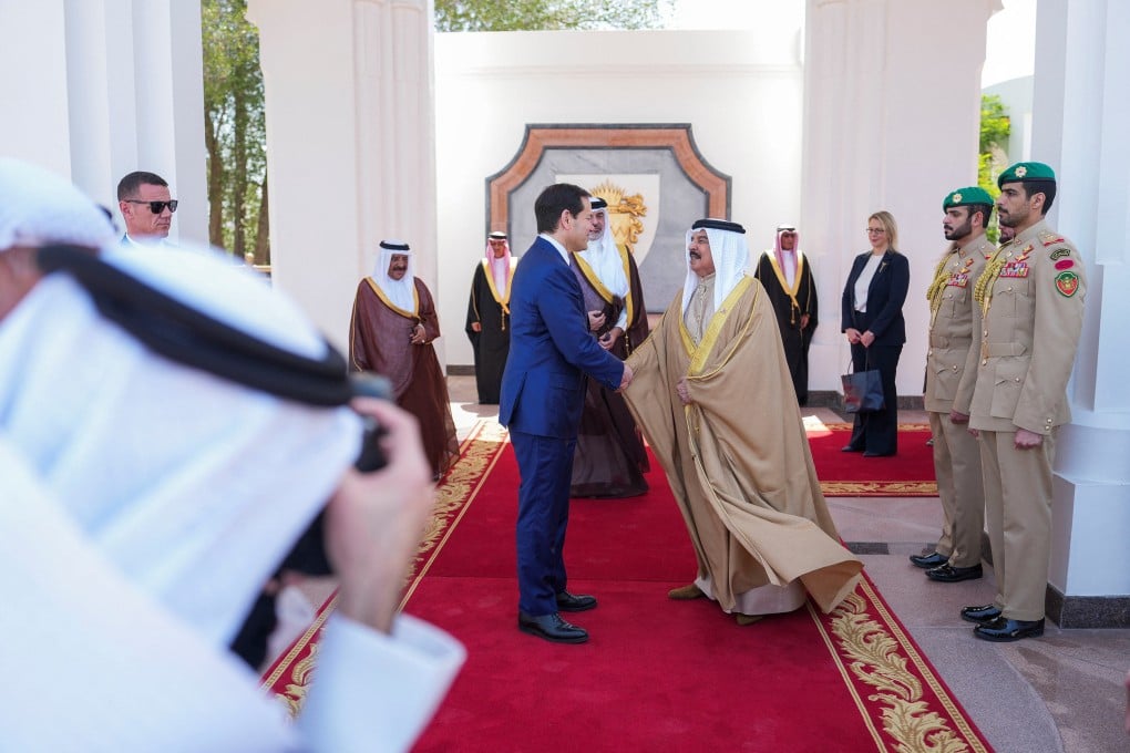 US Secretary of State Marco Rubio leaves after a meeting with Bahrain’s King Hamad bin Isa Al Khalifa during Rubio’s visit to the Middle East to discuss the interim deal between the US and Iran with Arab Gulf allies, at Al-Sakhir Palace, near Zallaq, Bahrain on Thursday. Photo: Reuters
