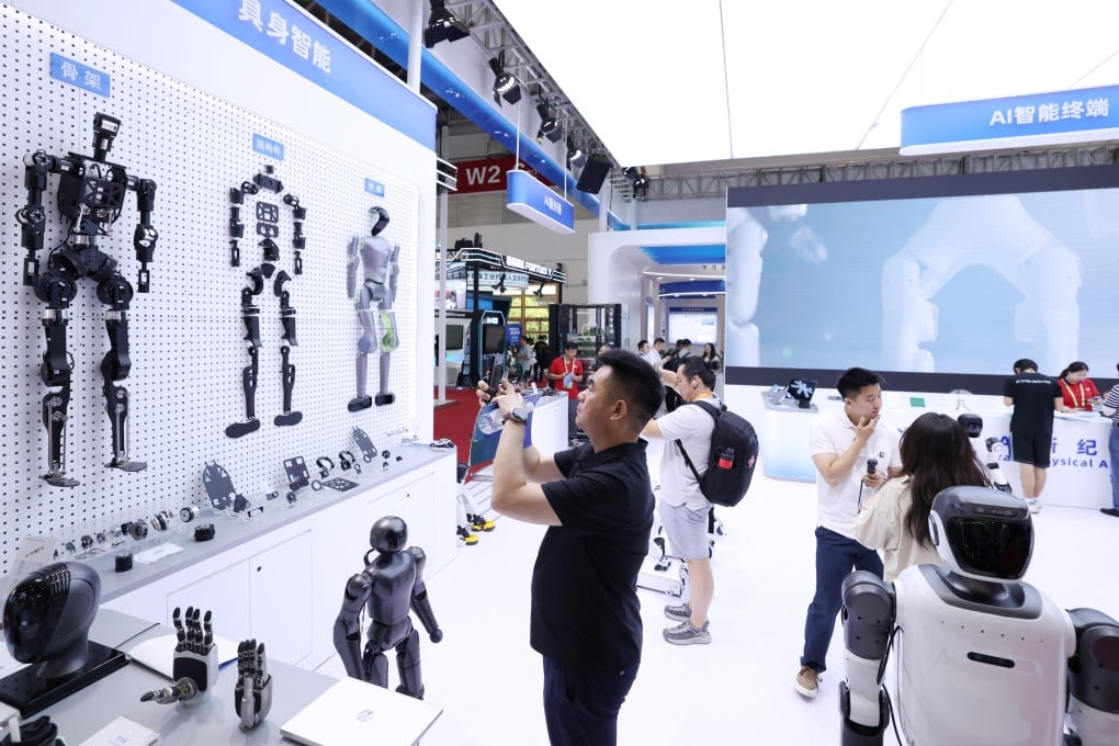 The digital technology exhibition area at this week’s China International Supply Chain Expo in Beijing. Photo: Xinhua