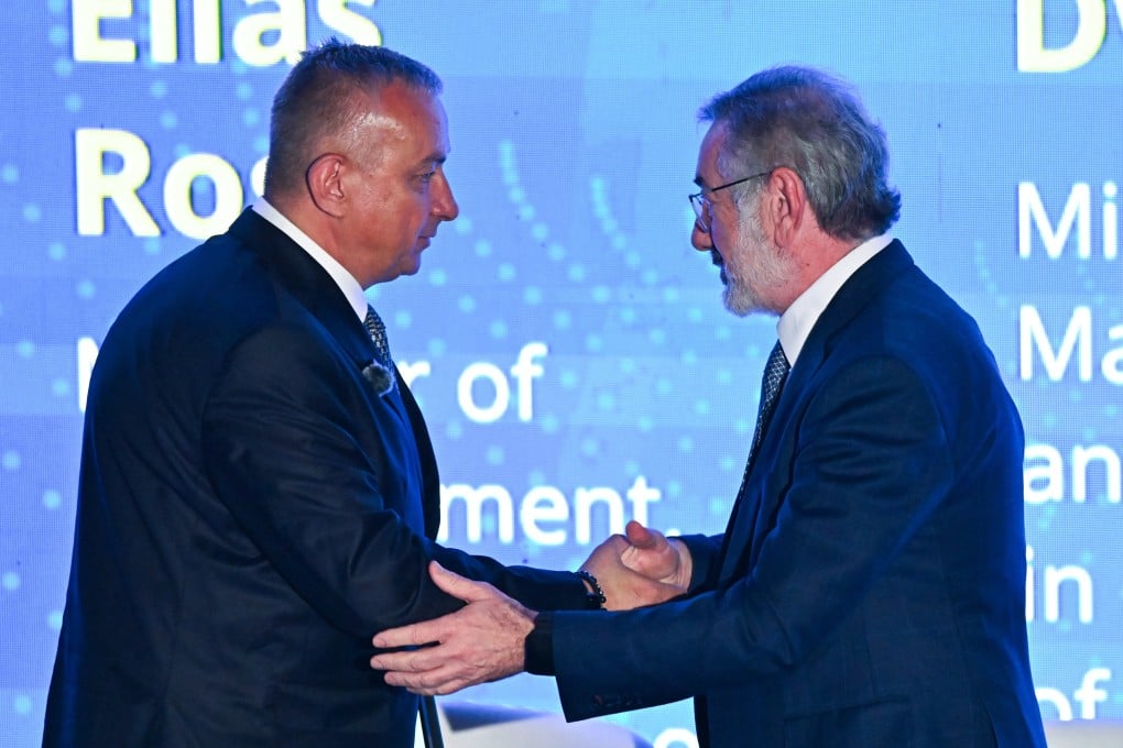 European Commissioner for International Partnerships Jozef Sikela and Brazil’s Minister of Development, Industry, and Foreign Trade, Marcio Elias Rosa, at the opening of the Brazil-European Union Investment Forum in Brasilia, Brazil, on Tuesday. Photo: EPA