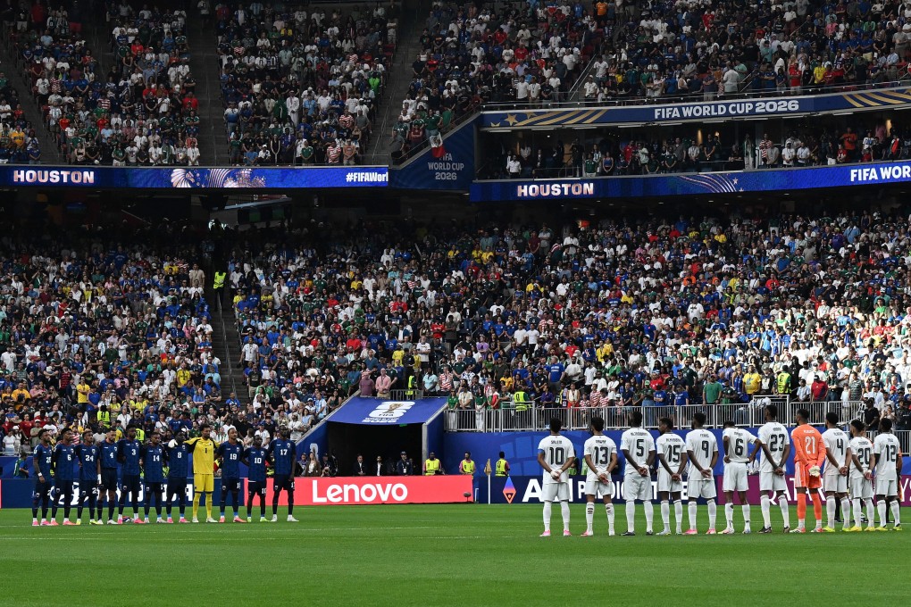 Players from Cabo Verde and Saudi Arabia line up before their game in Houston. Photo: Xinhua