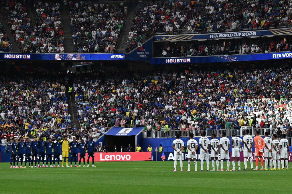 Players from Cabo Verde and Saudi Arabia line up before their game in Houston. Photo: Xinhua