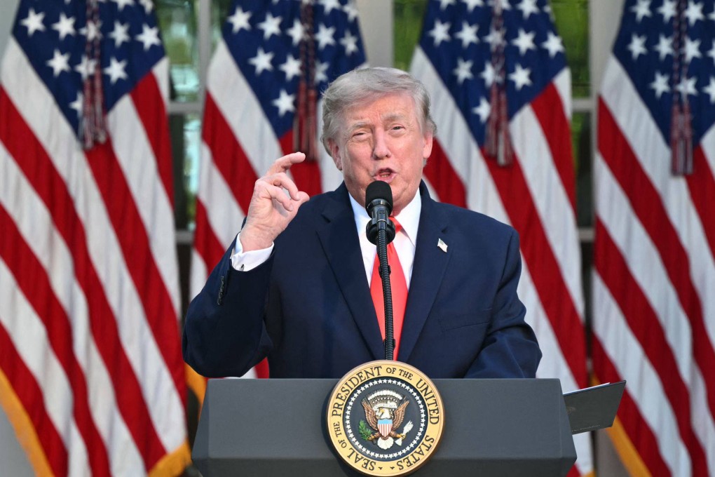 US President Donald Trump speaks during a Rose Garden Club dinner at the White House on Thursday. Photo: AFP