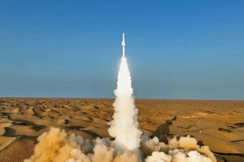 A Northwestern Polytechnical University hypersonic vehicle lifts off in northwestern China last year. The university’s researchers have reported a new breakthrough in graphite-sealed engine technology with implications for the US-China hypersonic race. Photo: Handout