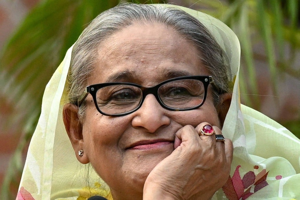 Sheikh Hasina speaks to the media a day after she won the parliamentary elections in Dhaka on January 8, 2024. Photo: AFP