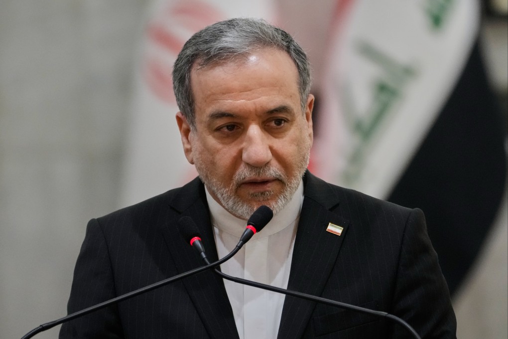 Iranian Foreign Minister Abbas Araghchi during a news conference at the foreign ministry in Baghdad, Iraq on Sunday. Photo: AP