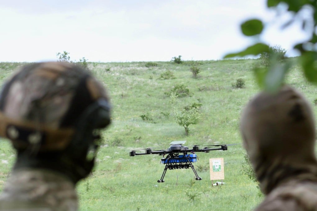A drone belonging to the Ukraine military, which uses around 200,000 a month. Britain is also focusing on the machines for defence, as well as unstaffed planes and submarines. File photo: Kyodo