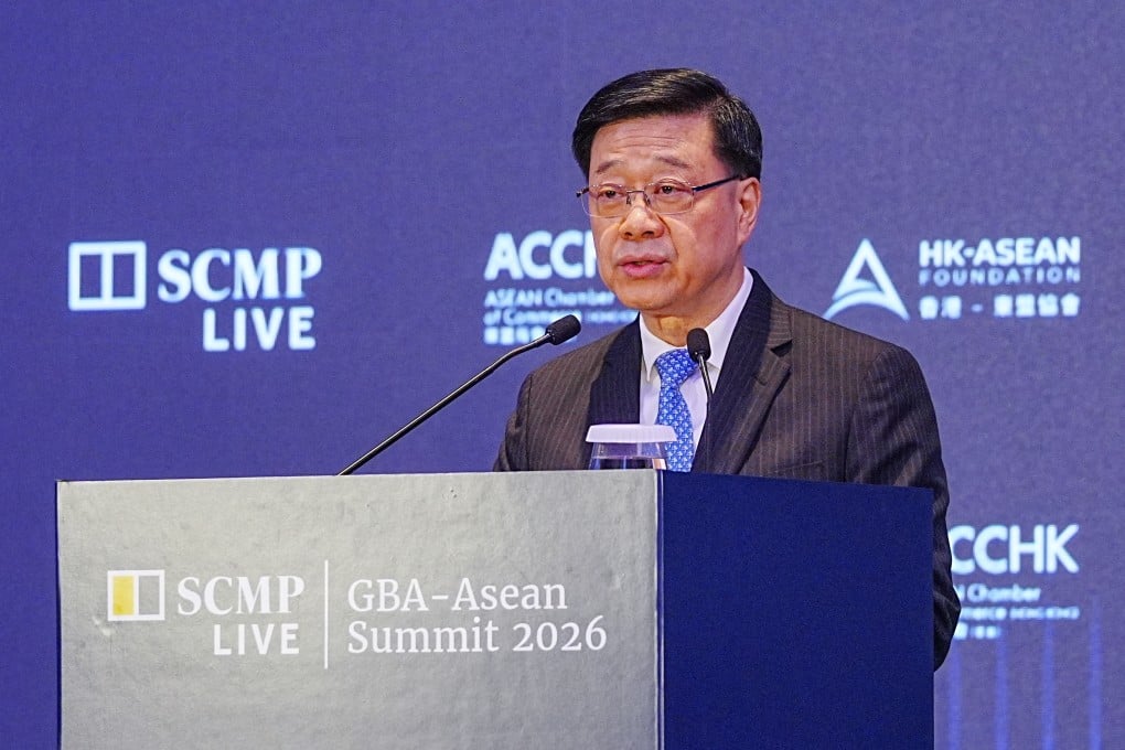 Chief Executive John Lee speaks at the South China Morning Post’s GBA-Asean Summit 2026 on June 30, which also saw the launch of an Asean chamber of commerce in the city. Photo: May Tse