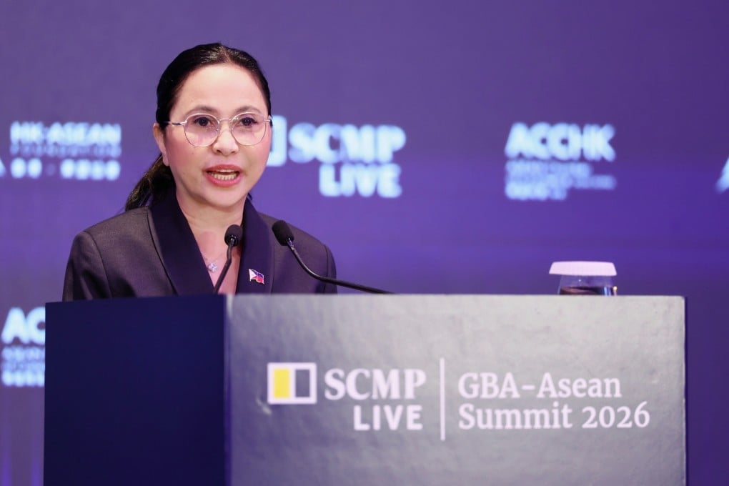 Philippine Trade Secretary Cristina Alderguer-Roque speaks at SCMP’s GBA-Asean Summit 2026 on Tuesday. Photo: Handout