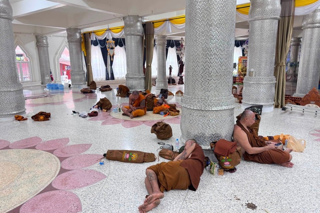 Monks who were slightly injured from a crash rest at Phu Manorom temple in Mukdahan province, Thailand, on Thursday. Photo: Phu Manorom temple via AP