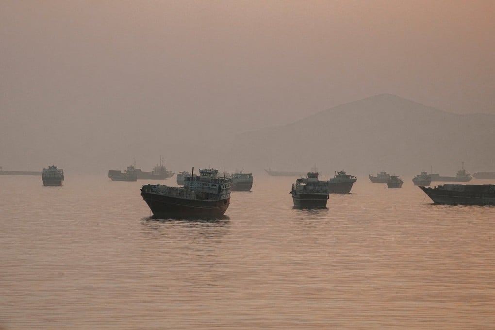 Vessels are anchored in the Strait of Hormuz near Musandam, Oman, last month. Photo: Reuters