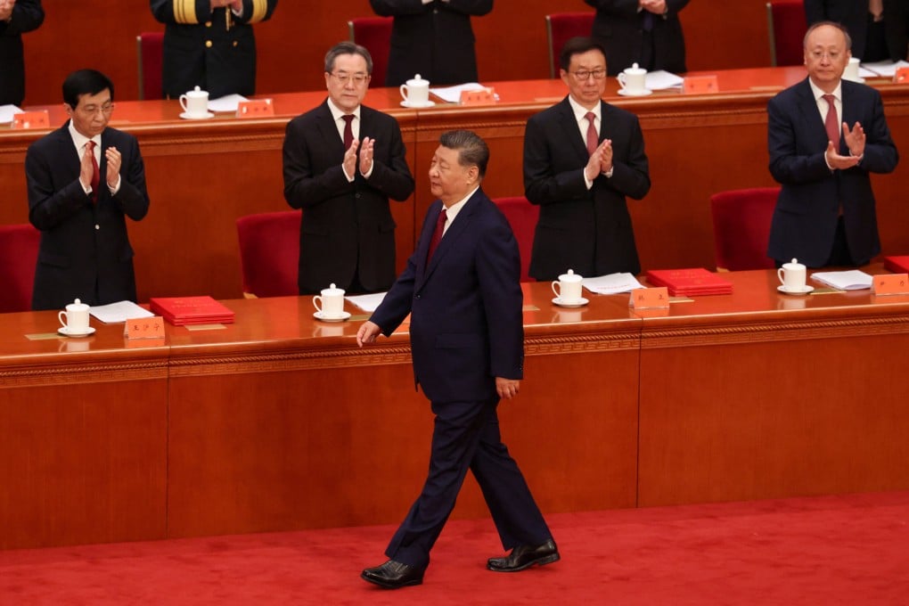 Chinese President Xi Jinping is applauded at a ceremony marking the 105th anniversary of the founding of the Communist Party on Wednesday. Photo: Reuters