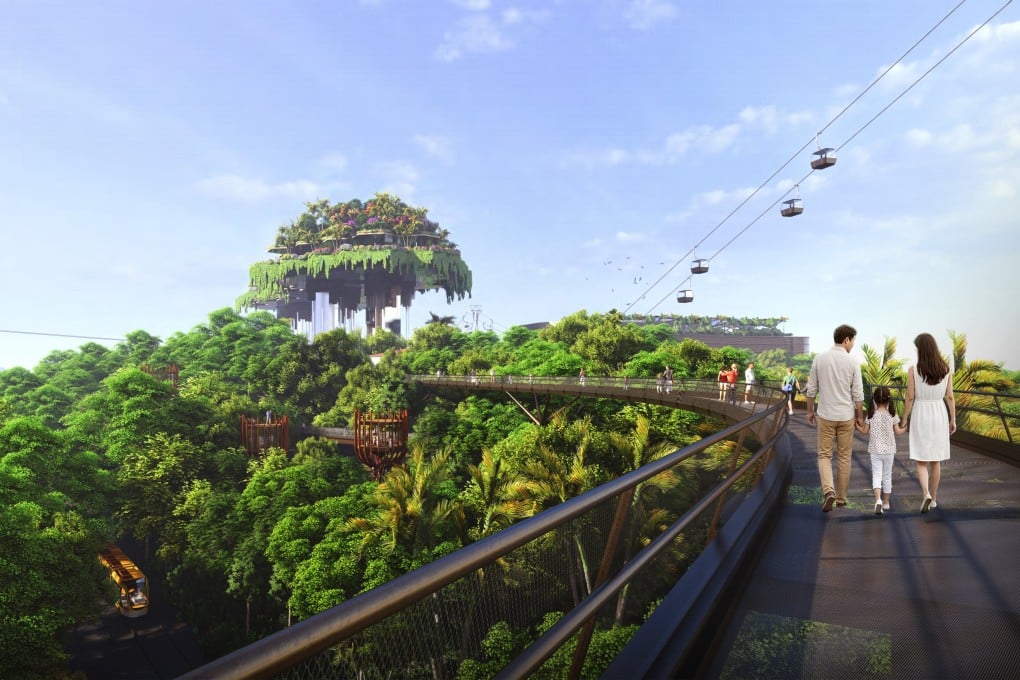 An artist’s impression featuring a new Imbiah canopy and lookout walk at Sentosa. Photo: Sentosa Development Corporation