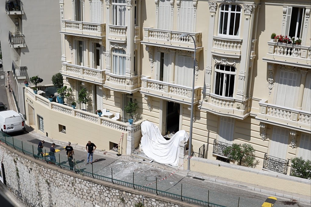 The entrance of a residential building in Monaco, where a bomb explosion wounded three people. Photo: EPA