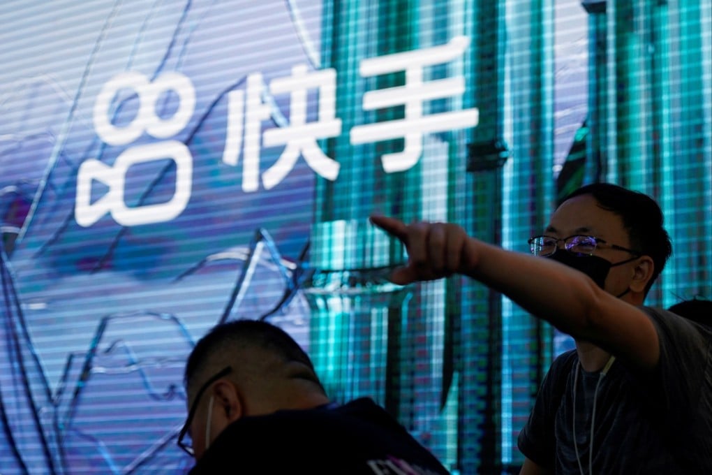 The logo of Chinese short-video platform Kuaishou at the China Digital Entertainment Expo and Conference in Shanghai in July 2021. Photo: Reuters