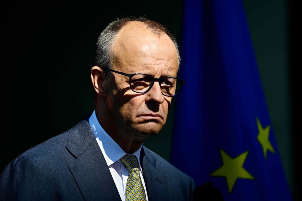 German Chancellor Friedrich Merz at a news conference in Berlin on Thursday following a coalition meeting. Photo: AFP