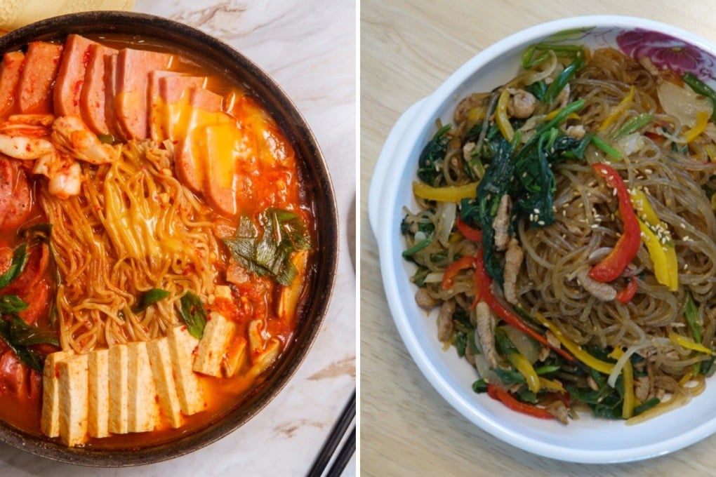 Budae jjigae (left) with instant ramen, and japchae, a savory and slightly sweet dish of stir-fried glass noodles. But which noodles are better for weight management? Photos: Getty Images, Shutterstock
