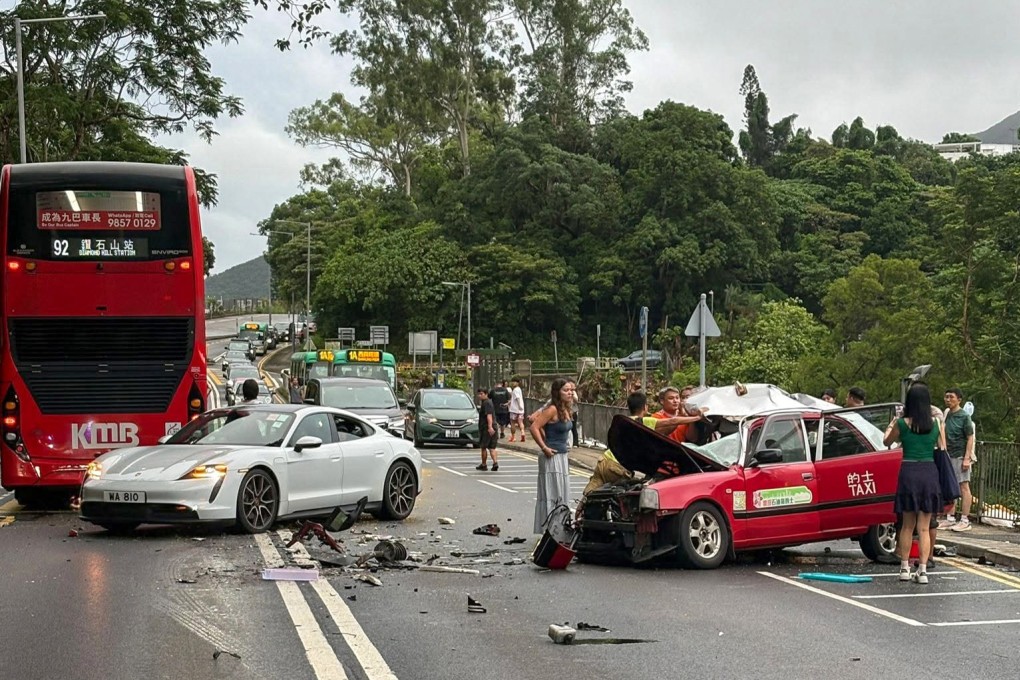 The crash occurred at about 6.47pm on Saturday near Pak Sha Terrace. Photo: Facebook/ChunHung Li