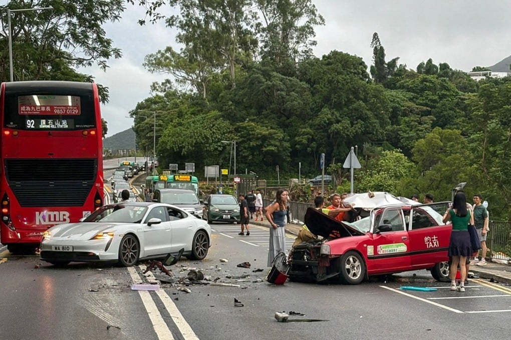 The crash occurred at about 6.47pm on Saturday near Pak Sha Terrace. Photo: Facebook/ChunHung Li