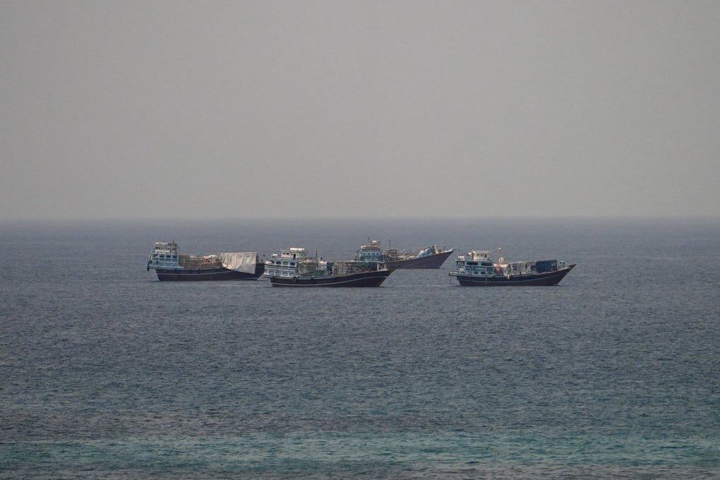Vessels at the Strait of Hormuz, as seen from Musandam, Oman, on Wednesday. Photo: Reuters