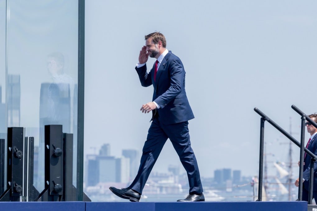 US Vice-President J.D. Vance walks on stage during an event in New York on Saturday. Photo: EPA