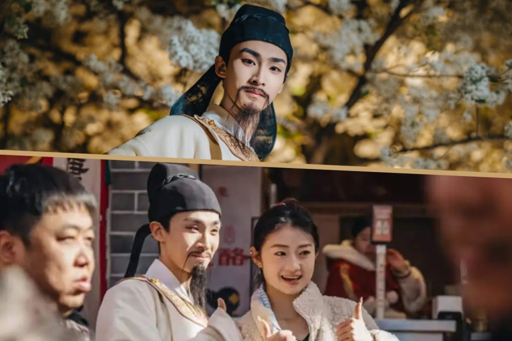 A tourist-site performer portraying the carefree Tang poet Li Bai, middle, has become a sanctuary for stressed workers seeking life wisdom. Photo: SCMP composite/QQ.com/globalpeope