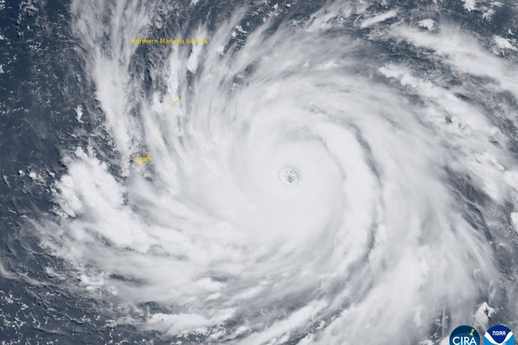 Super typhoon Bavi develops and nears Guam and the Northern Mariana islands in the Pacific Ocean on Sunday. Photo: NOAA/RAMMB/CIRA via AFP