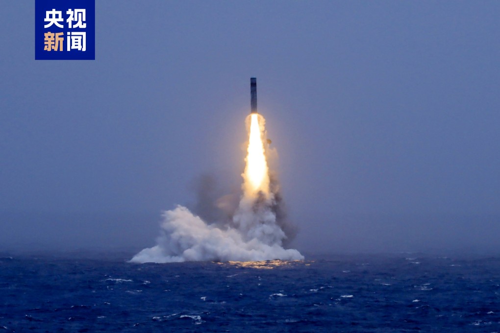 A Chinese submarine fires a dummy warhead into the Pacific Ocean on Monday, July 6, 2026. Photo: CCTV