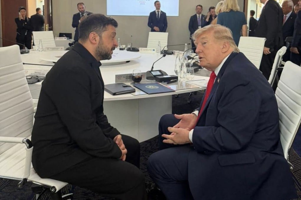 Ukrainian President Volodymyr Zelensky and US President Donald Trump at the G7 summit in France. Photo: Ukrainian Presidential Press Service via AFP