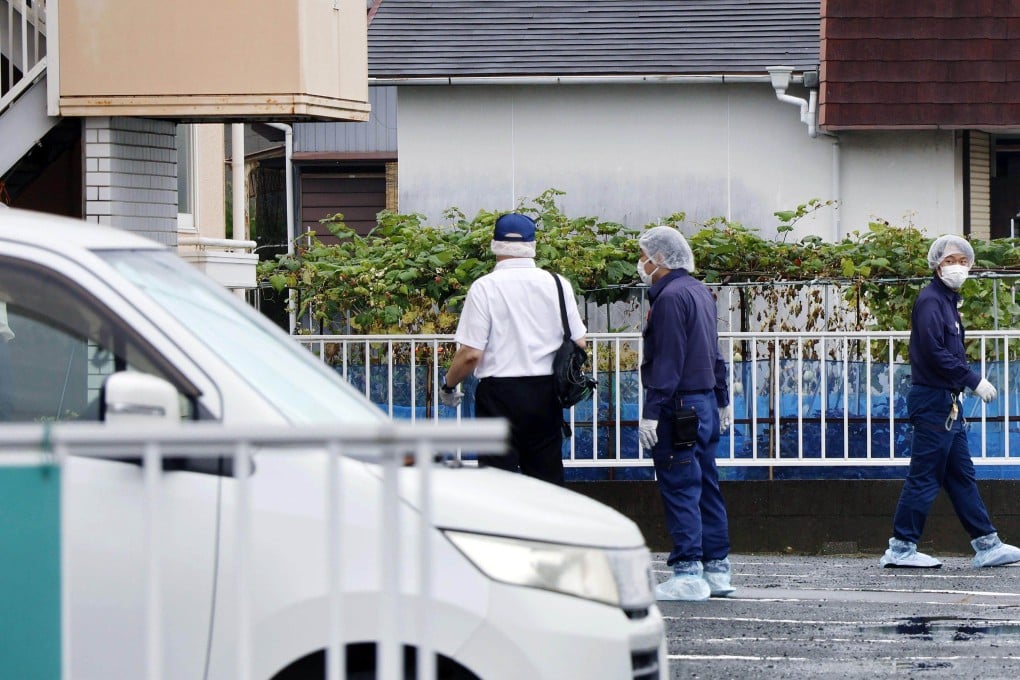 Investigators search near a flat where a woman was fatally stabbed in  Japan’s Hamamatsu, Shizuoka Prefecture, on Monday. Photo: Kyodo