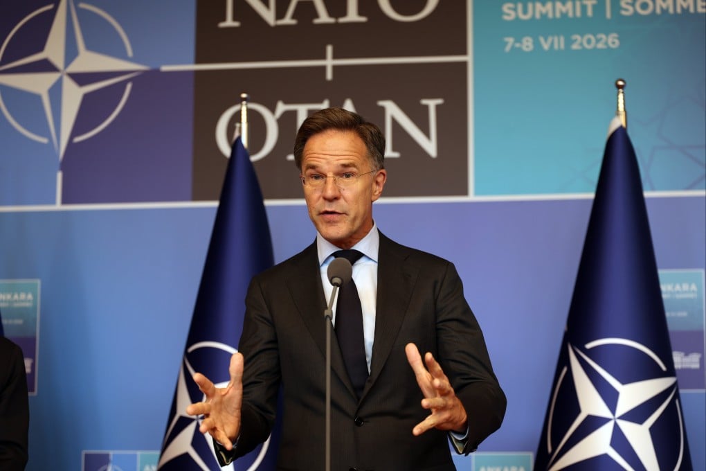 Nato Secretary General Mark Rutte speaks during the Nato Defence Industry Forum in Ankara, Turkey, on Tuesday. Photo: EPA