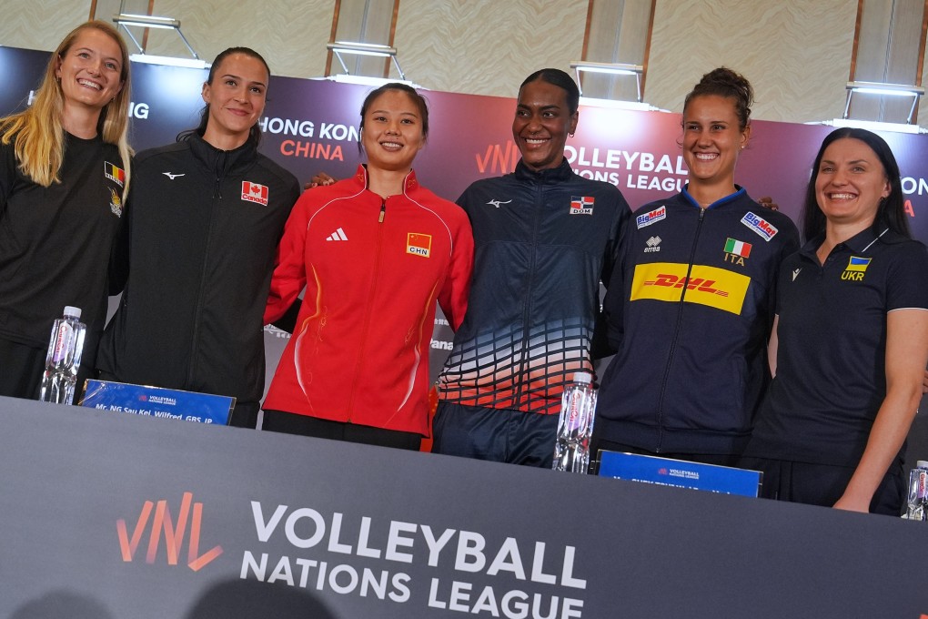 Volleyball players (from left) Elise Van Sas of Belgium; Canada’s Emily Maglio; China’s Gong Xiangyu; Dominican Republic’s Brayelin Martinez; Italy’s Anna Danesi and Ukraine’s Svitlana Dorsman. Photo: Elson Li