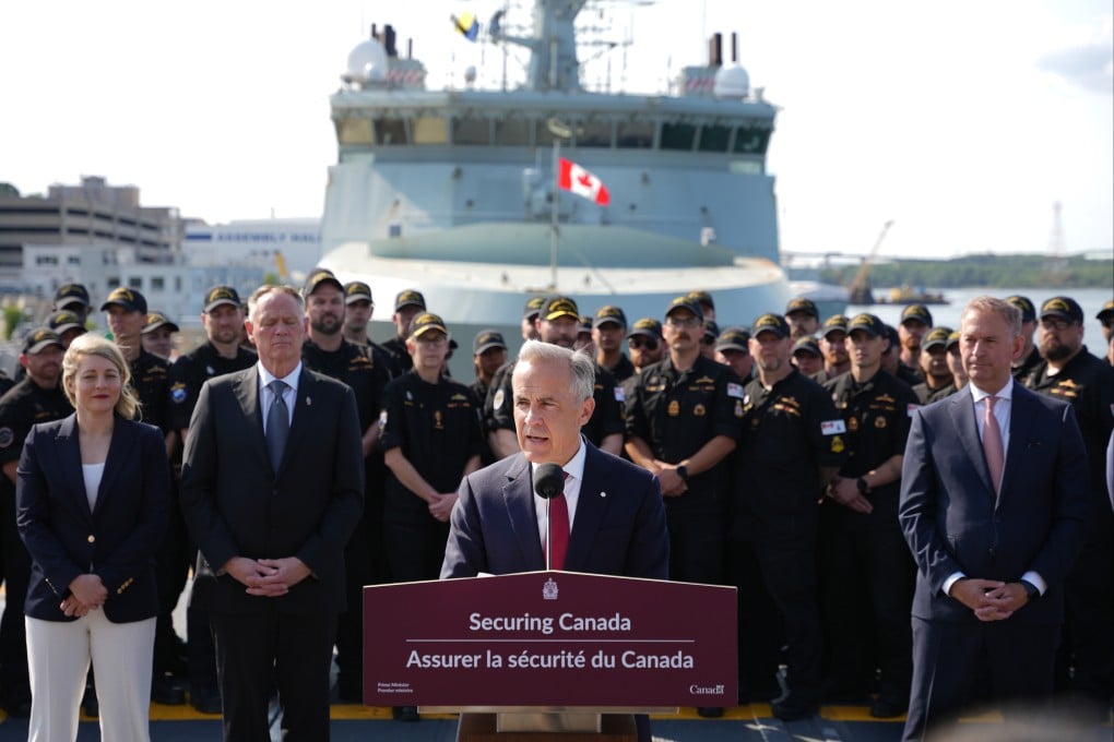 Canada Prime Minister Mark Carney at HMC Dockyard in Halifax on Monday. Photo: The Canadian Press via AP