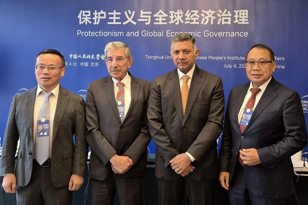 Vikram Doraiswami, India’s ambassador to China (second from right), attending the World Peace Forum in Beijing on Saturday, has called for greater access for Indian products in China. Photo: Instagram/@indiainchina