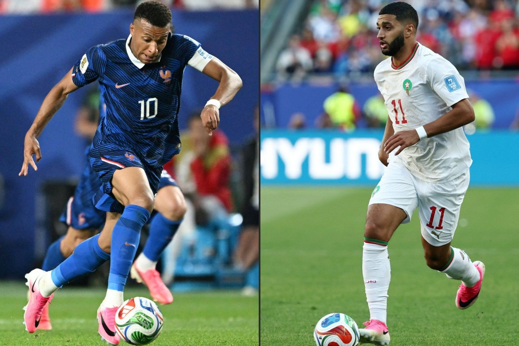 Kylian Mbappe (left) will be just one of many attacking weapons in the French team, while Ismael Saibari (right) has been Morocco's top scorer despite playing in midfield. Photo: AFP