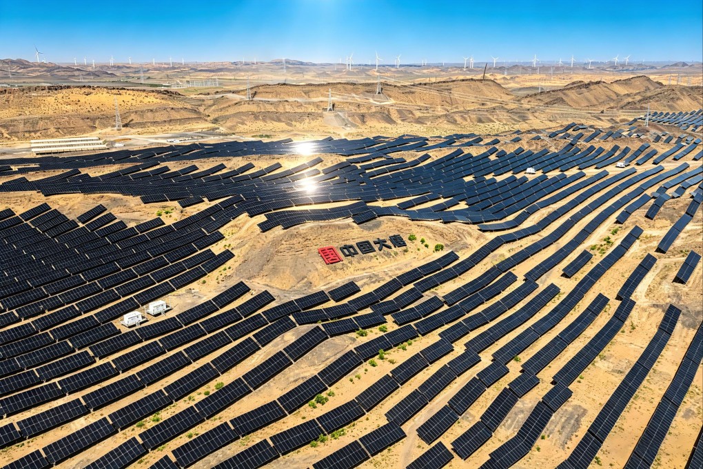 In May, China started its first large-scale project to directly supply renewable energy to data centres in Zhongwei, northwestern Ningxia, integrating 500 megawatts of solar capacity (with a further 1.5 gigawatts of wind power planned) into computing infrastructure. Photo: Handout