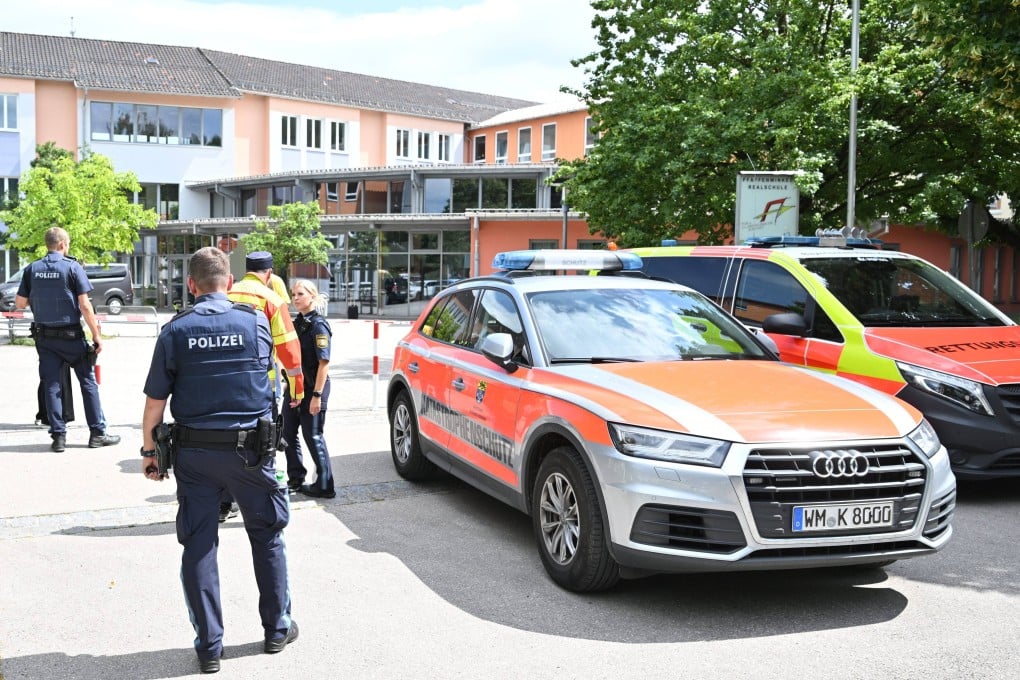 Police and emergency responders are deployed at the Welfen High School in Germany on Wednesday after a suspected “rampage” by a teen. Photo: dpa