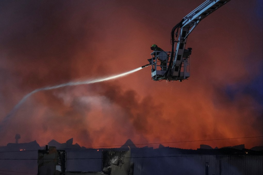 The aftermath of a Russian strike in Kyiv on Wednesday. Photo: Reuters