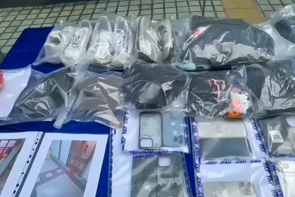 A screenshot of a police broadcast shows evidence collected as part of the investigation. Photo: YouTube/HK Police Force