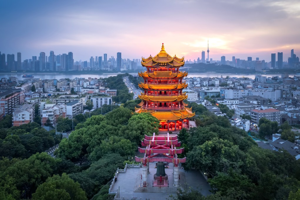 Wuhan’s skyline with the Yellow Crane Tower in the foreground with the Yangtze River behind it. Hubei province’s sprawling capital is known for its breakfast dishes, its natural water features and for being the historical heartland of China’s Chu people. Photo: Shutterstock