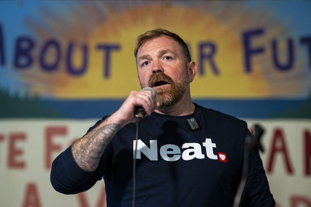 Graham Platner at campaign town hall event. He plans to withdraw from the Maine Senate race after sexual assault claim. Photo: TNS