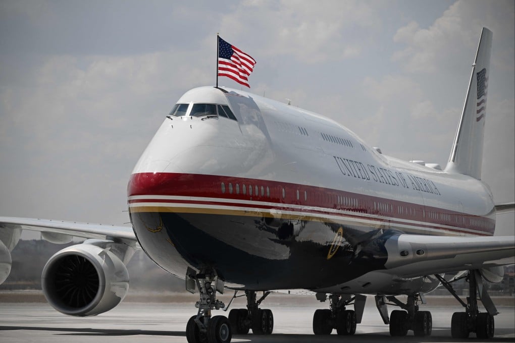 Air Force One after landing at Etimesgut Air Base near Ankara, Turkey, on Tuesday. Photo: AFP