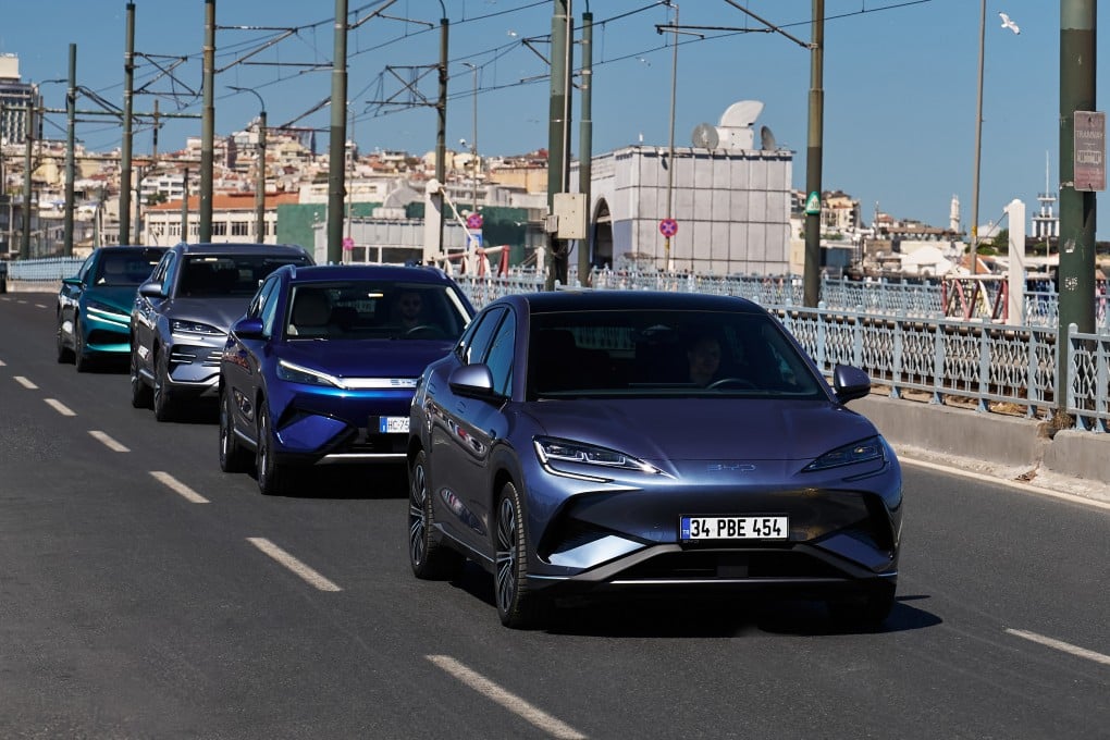 The fleet of BYD Denza Z9GT cars travelling from Rome to Hong Kong in Istanbul on June 23. Photo: Handout