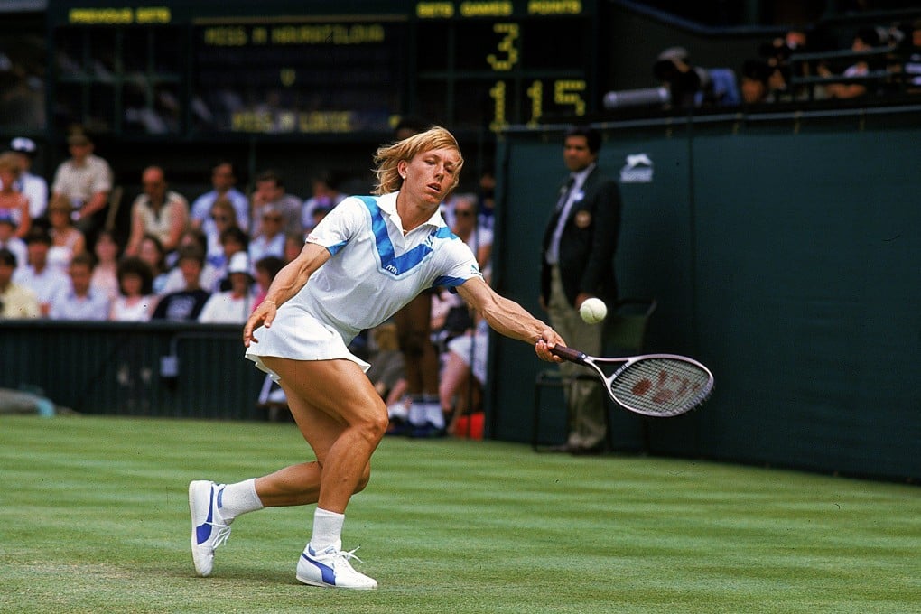 The legendary Martina Navratilova, who won the Wimbledon singles title a record nine times, on her way to victory in 1984. Photo: Allsport