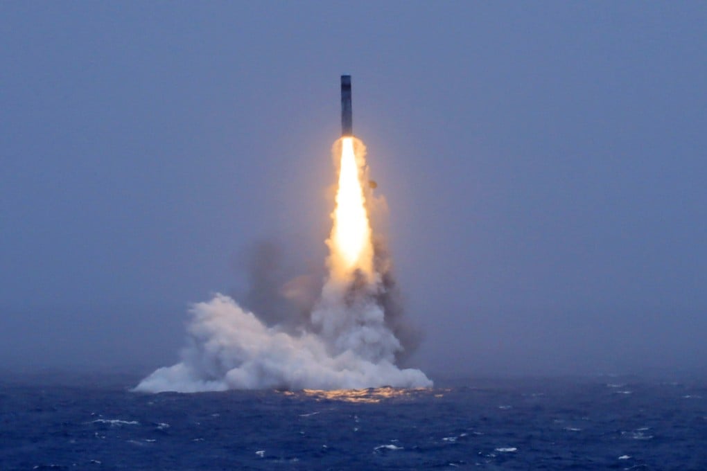 A long-range ballistic missile bursts out of the sea during a test launched from a Chinese nuclear-powered submarine in the South Pacific on July 6, 2026. Photo: Xinhua via AP