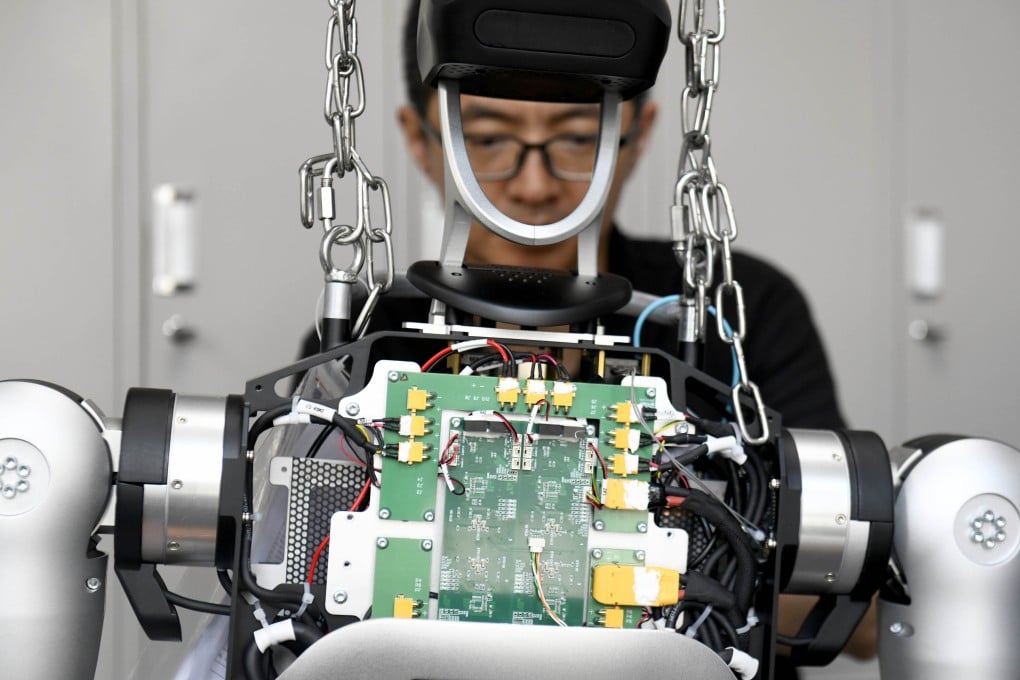 A robot being assembled at Shandong Yobotics Intelligent Robot Company at the Jinan High-tech Industrial Development Zone in Jinan, east China’s Shandong province. Photo: Xinhua